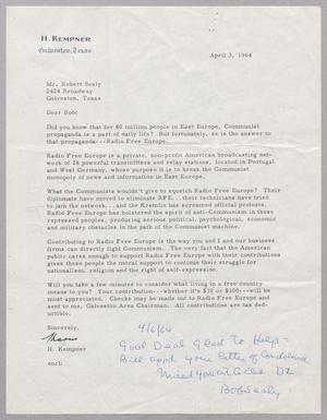 Primary view of object titled '[Letter from Harris L. Kempner to Robert Sealy, April 3, 1964]'.