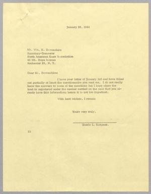Primary view of object titled '[Letter from Harris L. Kempner to William H. Devonshire, January 20, 1964]'.