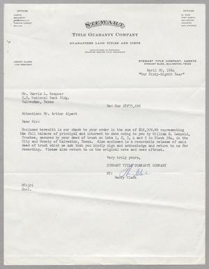 Primary view of object titled '[Letter from Henry Clark to Harris L. Kempner, April 20, 1964]'.