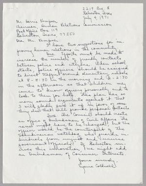 Primary view of object titled '[Letter from Eugenia Coldwell to Harris Leon Kempner, July 4, 1971]'.