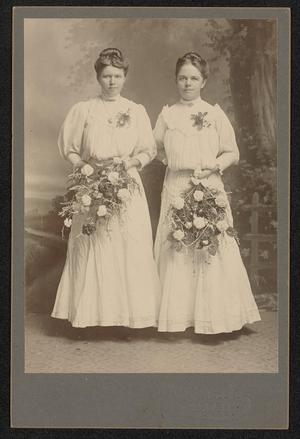 Primary view of object titled '[Portrait of Two Unknown Women with Flower Bouquets]'.