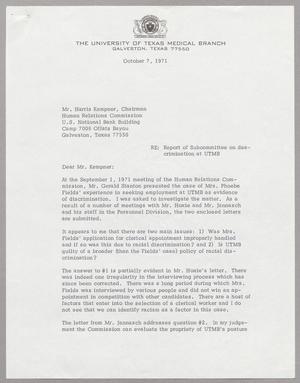 Primary view of object titled '[Letter from William P. Deiss, Jr. to Harris Leon Kempner, October 7, 1971]'.