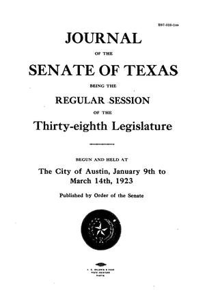 Primary view of object titled 'Journal of the Senate of Texas being the Regular Session of the Thirty-Eighth Legislature'.