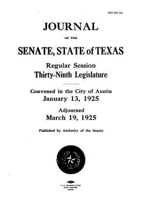 Primary view of object titled 'Journal of the Senate, State of Texas, Regular Session, Thirty-Ninth Legislature'.