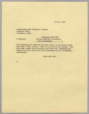 Primary view of object titled '[Letter from the Human Relations Commission to Southwestern Bell Telephone Company, June 10, 1968]'.