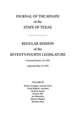Primary view of object titled 'Journal of the Senate of the State of Texas, Regular Session of the Seventy-Fourth Legislature, Volume 3'.