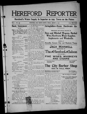Primary view of object titled 'Hereford Reporter (Hereford, Tex.), Vol. 1, No. 24, Ed. 1 Friday, August 2, 1901'.