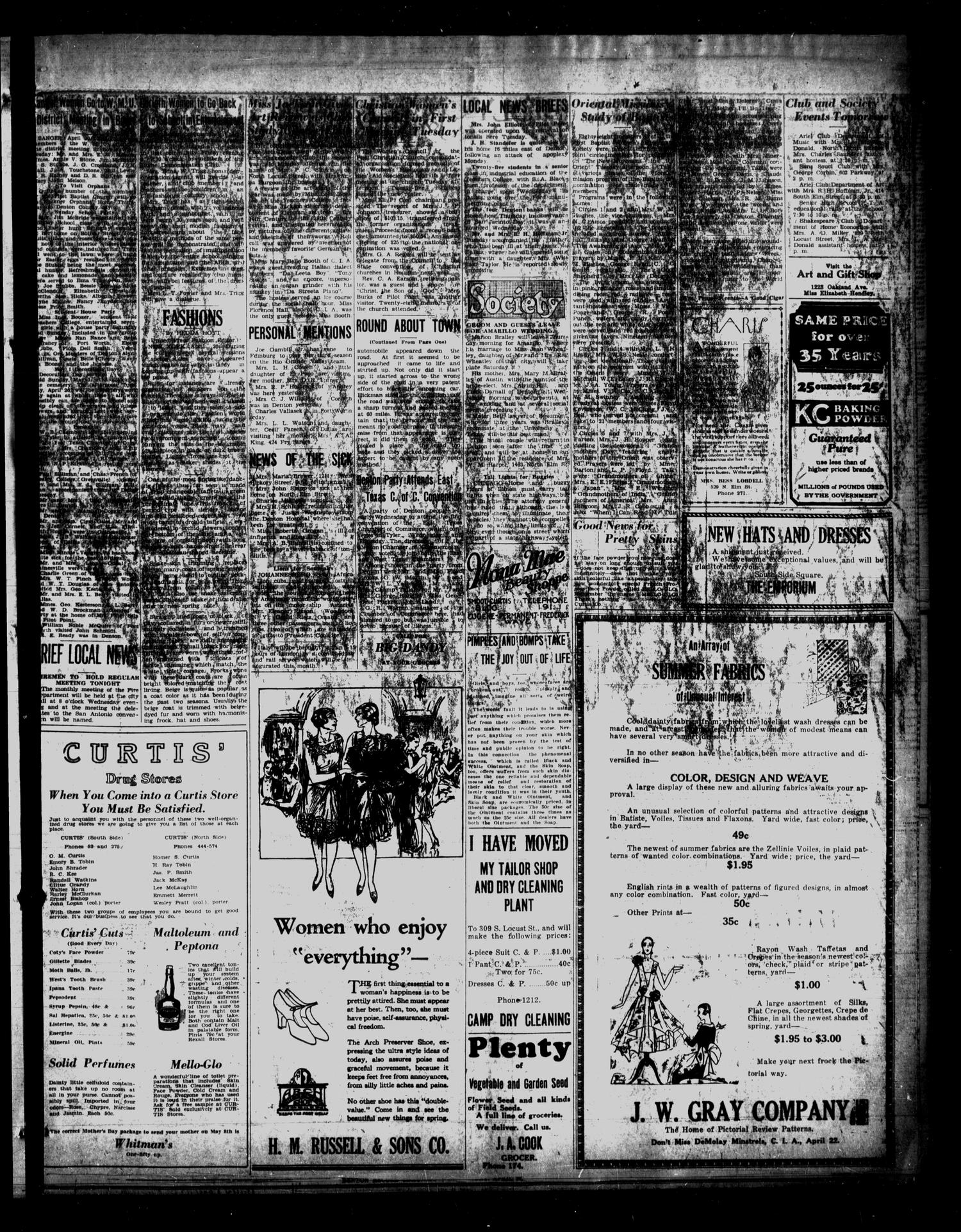 Denton Record-Chronicle (Denton, Tex.), Vol. 26, No. 213, Ed. 1 Wednesday, April 20, 1927
                                                
                                                    [Sequence #]: 4 of 8
                                                