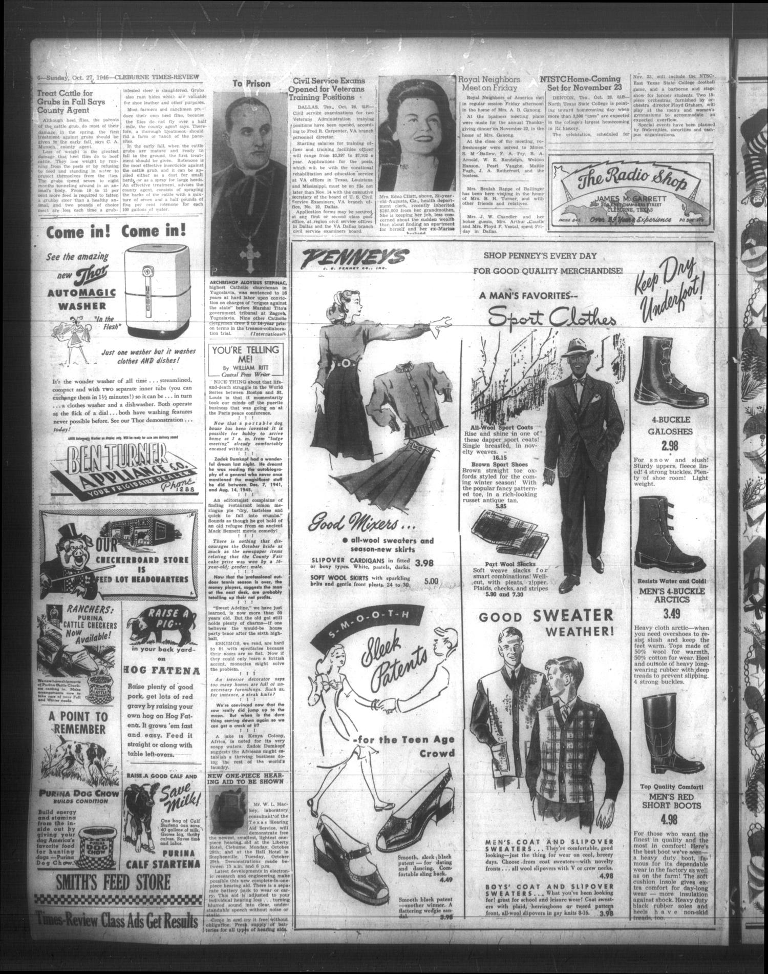 Cleburne Times-Review (Cleburne, Tex.), Vol. 41, No. 297, Ed. 1 Sunday, October 27, 1946
                                                
                                                    [Sequence #]: 4 of 16
                                                