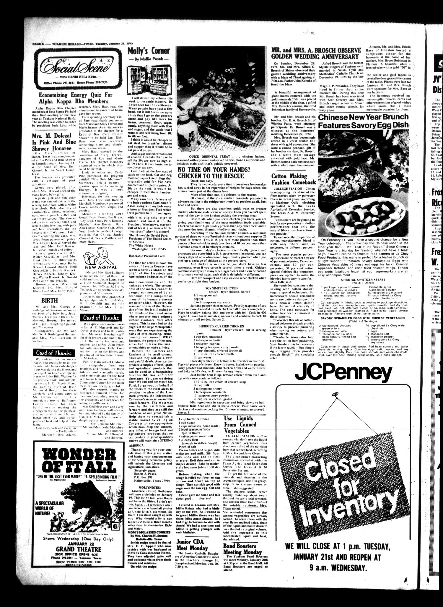 Yoakum Herald-Times (Yoakum, Tex.), Vol. 74, No. 6, Ed. 1 Tuesday, January 21, 1975
                                                
                                                    [Sequence #]: 6 of 8
                                                