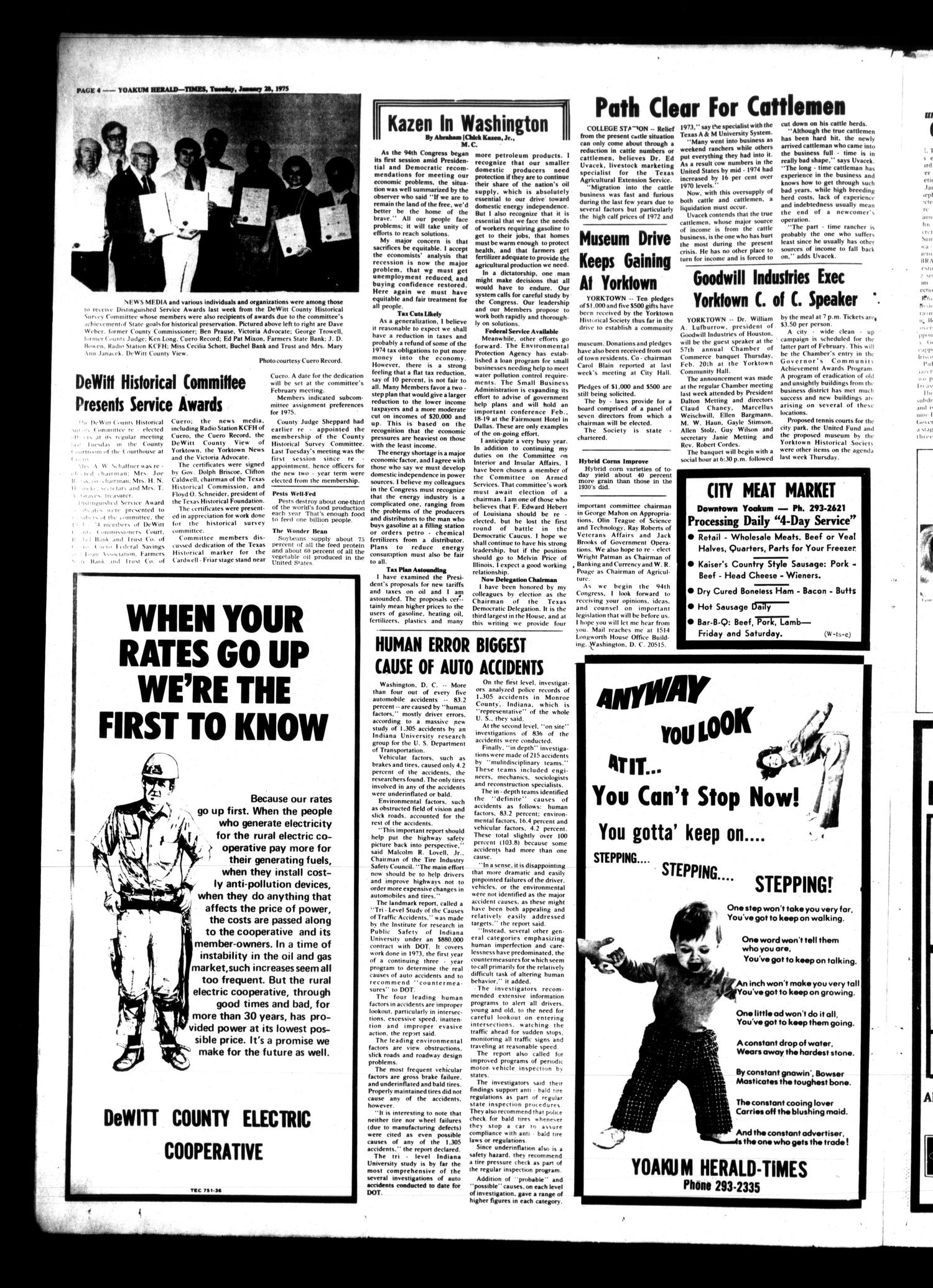 Yoakum Herald-Times (Yoakum, Tex.), Vol. 74, No. 8, Ed. 1 Tuesday, January 28, 1975
                                                
                                                    [Sequence #]: 4 of 8
                                                