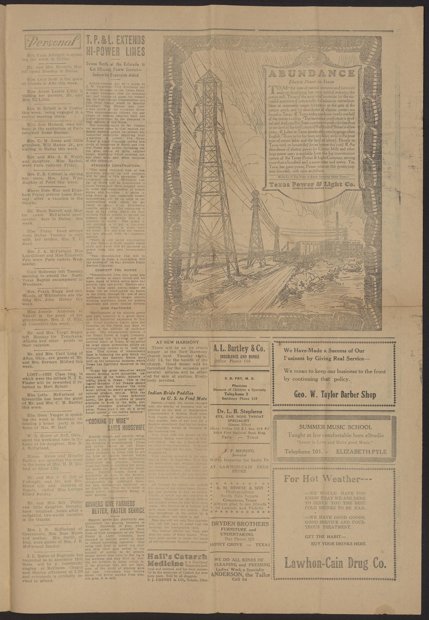 The Ladonia News (Ladonia, Tex.), Vol. 44, No. 31, Ed. 1 Friday, July 10, 1925
                                                
                                                    [Sequence #]: 3 of 4
                                                