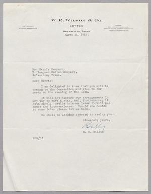 Primary view of object titled '[Letter from W. R. Wilson to Harris Leon Kempner, March 2, 1959]'.