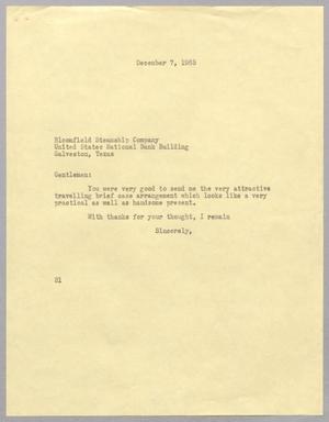 Primary view of object titled '[Letter from Harris L. Kempner to Bloomfield Steamship Company, December 7, 1965]'.