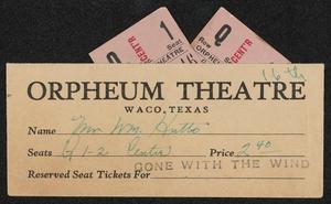 Primary view of object titled '["Gone for the Wind" Ticket Stubs from the Orpheum Theatre]'.