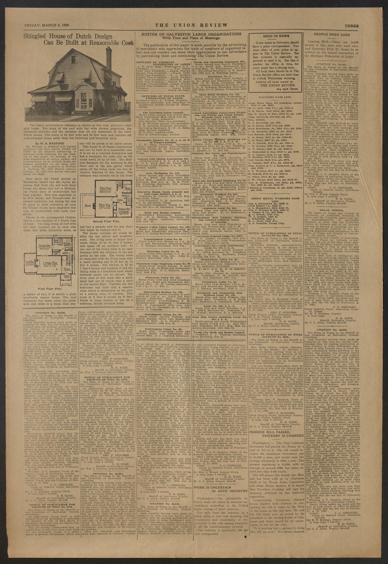 The Union Review (Galveston, Tex.), Vol. 10, No. 43, Ed. 1 Friday, March 8, 1929
                                                
                                                    [Sequence #]: 3 of 4
                                                