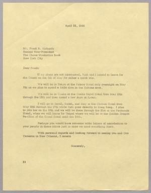 Primary view of object titled '[Letter from Harris L. Kempner to Frank A. Richards, April 22, 1966]'.
