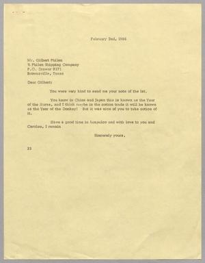 Primary view of object titled '[Letter from Harris L. Kempner to Gilbert Philen, February 2, 1966]'.