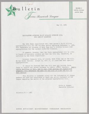 Primary view of object titled 'Texas Research League Bulletin # 9 - 1965 [Copy 2]'.