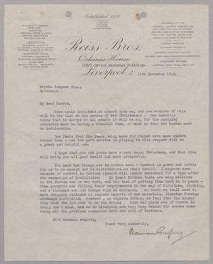 Primary view of object titled '[Letter from Reiss Bros. to Harris Leon Kempner, November 15, 1943]'.