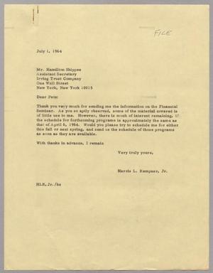 Primary view of object titled '[Letter from Harris L. Kempner Jr. to Hamilton Shippee, July 1, 1954]'.