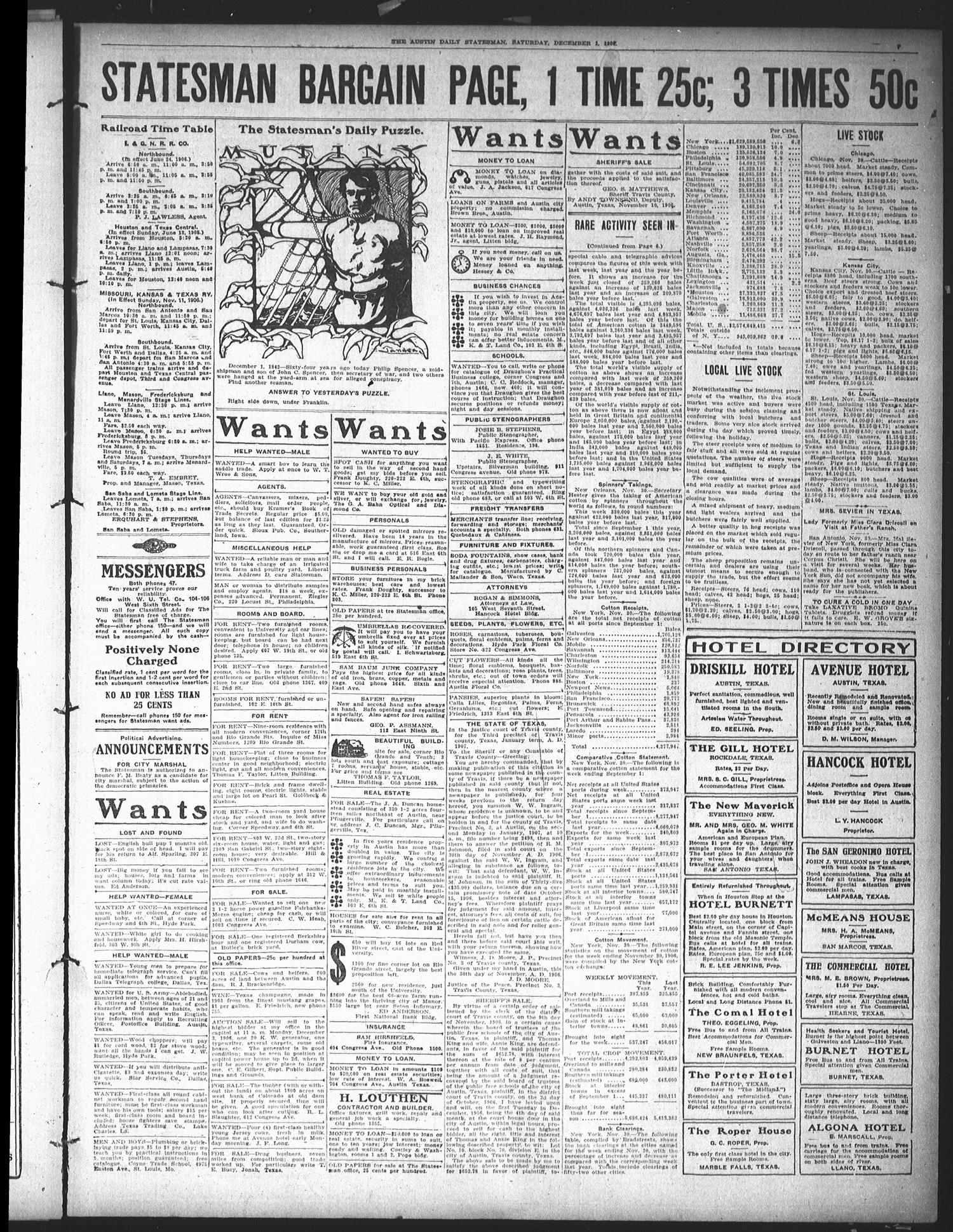 The Austin Statesman (Austin, Tex.), Ed. 1 Saturday, December 1, 1906
                                                
                                                    [Sequence #]: 7 of 8
                                                