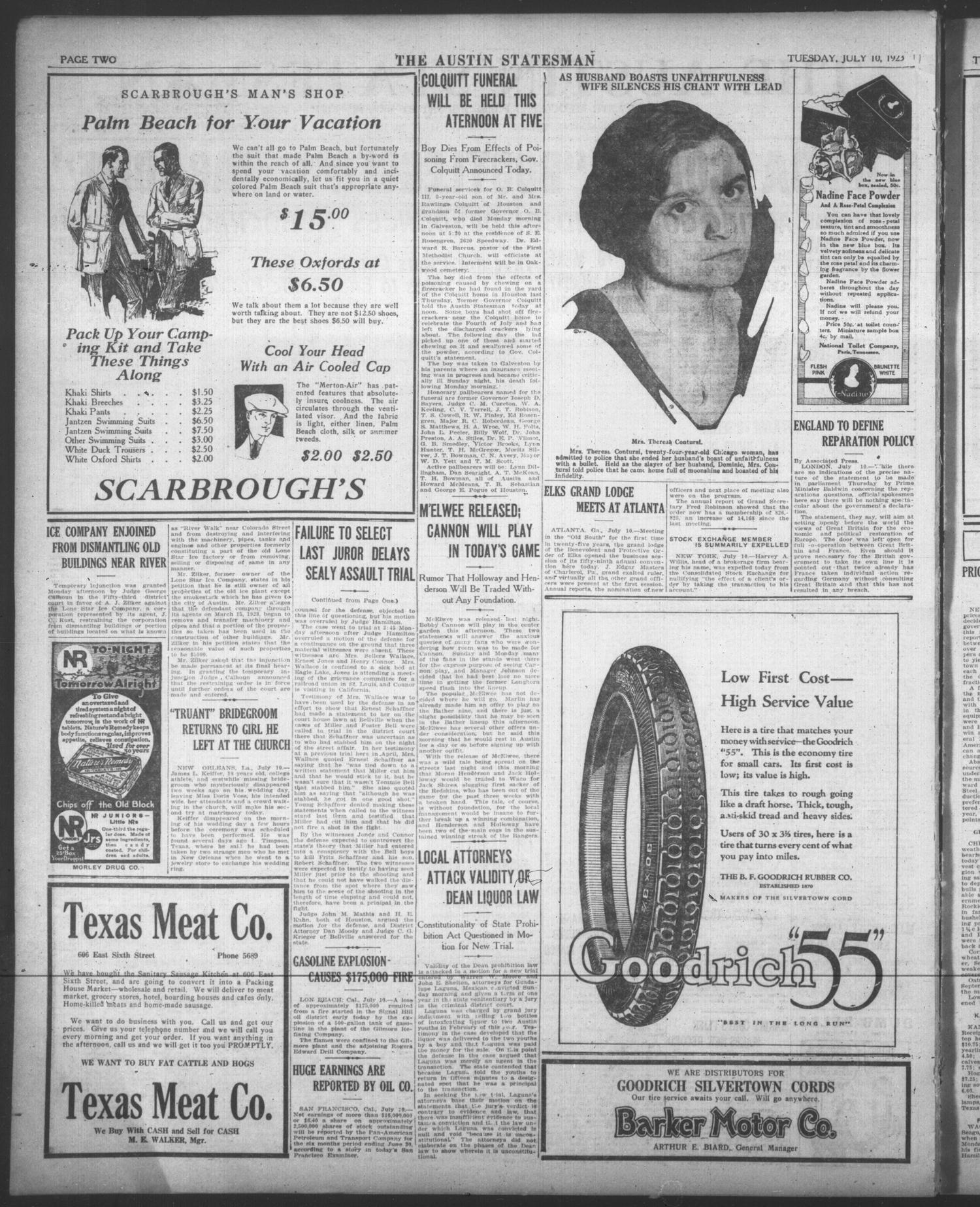 The Austin Statesman (Austin, Tex.), Vol. 52, No. 27, Ed. 1 Tuesday, July 10, 1923
                                                
                                                    [Sequence #]: 2 of 10
                                                