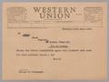 Letter: [Telegram from Harris Kempner to Reginald Steele, November 29, 1952]