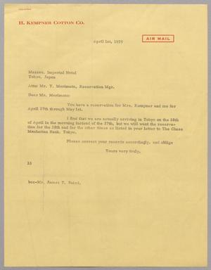 Primary view of object titled '[Letter from Harris L. Kempner to Y. Morimoto, April 1, 1959]'.