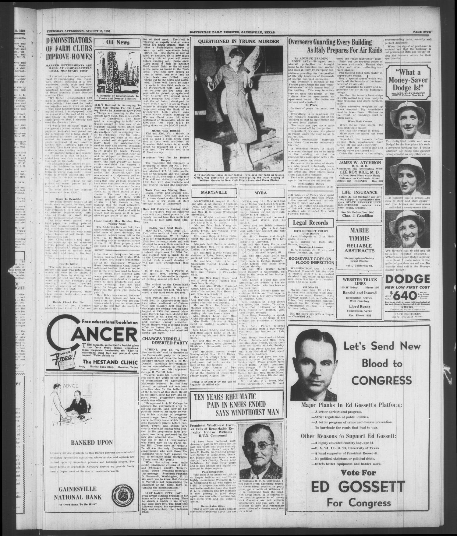 Gainesville Daily Register and Messenger (Gainesville, Tex.), Vol. 56, No. 298, Ed. 1 Thursday, August 13, 1936
                                                
                                                    [Sequence #]: 5 of 8
                                                
