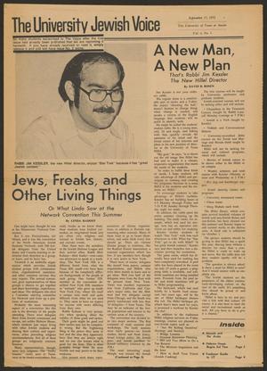 Primary view of object titled 'The University Jewish Voice, Volume 4, Number 1, September 17, 1972'.