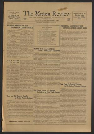 Primary view of object titled 'The Union Review (Galveston, Tex.), Vol. 27, No. 5, Ed. 1 Friday, May 17, 1946'.