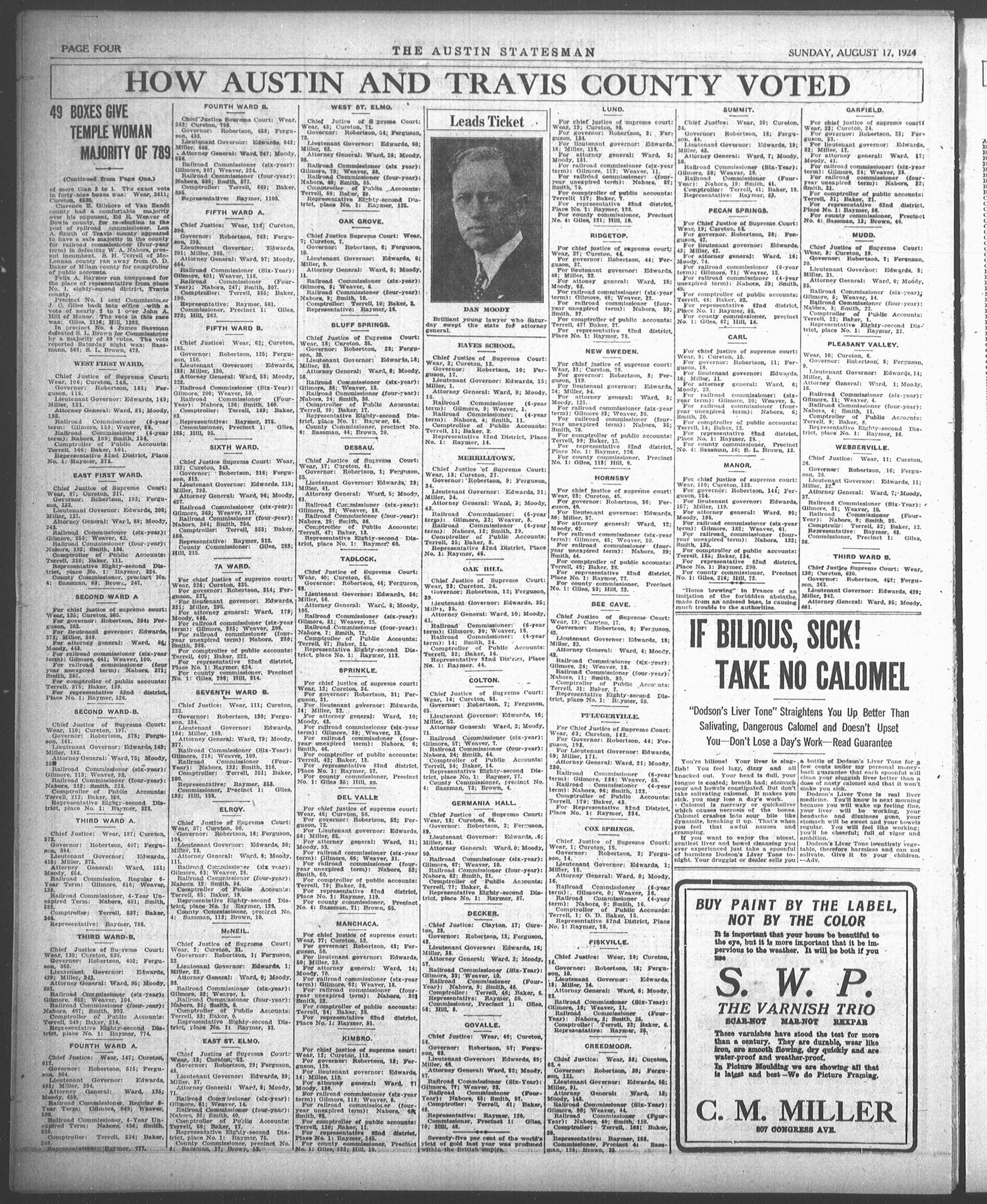 The Austin Statesman (Austin, Tex.), Vol. 53, No. 69, Ed. 1 Sunday, August 24, 1924
                                                
                                                    [Sequence #]: 4 of 34
                                                