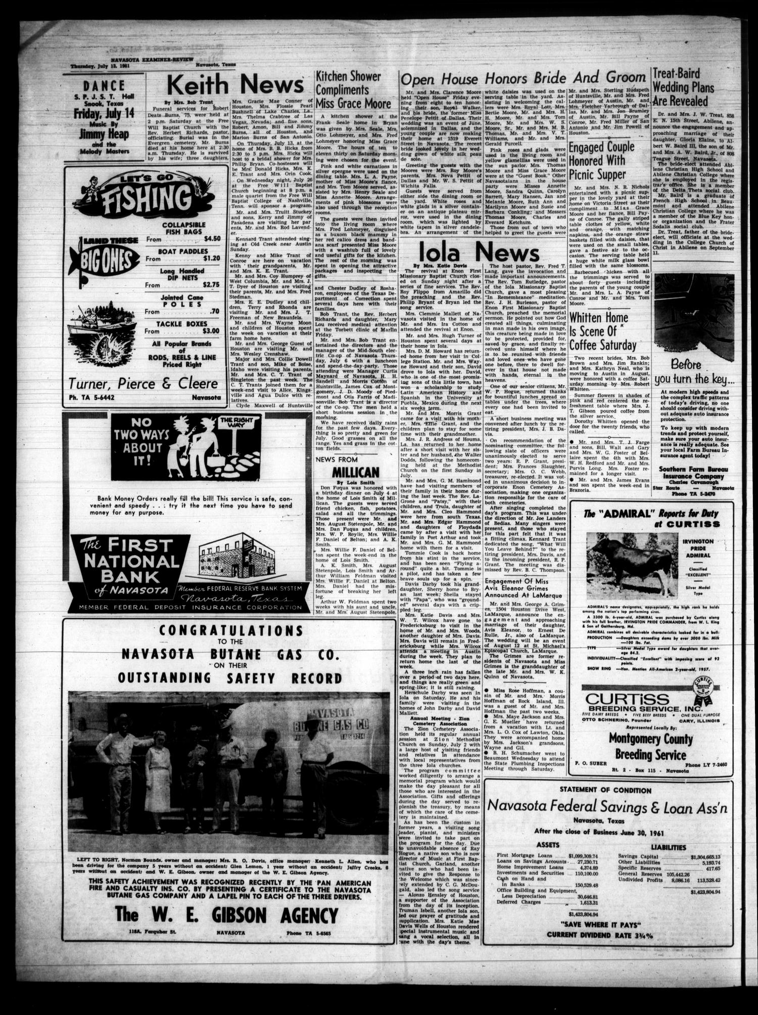 The Navasota Examiner and Grimes County Review (Navasota, Tex.), Vol. [66], No. [44], Ed. 1 Thursday, July 13, 1961
                                                
                                                    [Sequence #]: 2 of 16
                                                