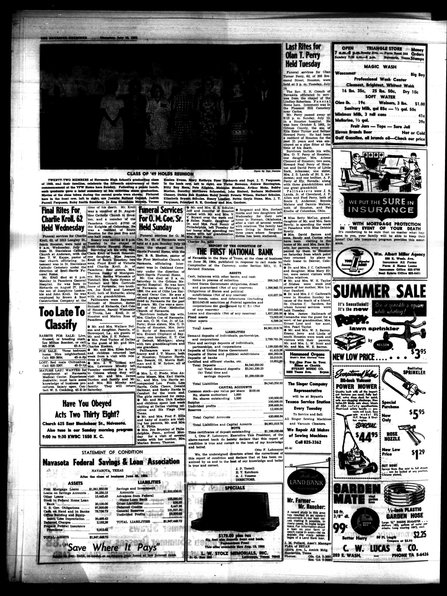The Navasota Examiner and Grimes County Review (Navasota, Tex.), Vol. 68, No. 45, Ed. 1 Thursday, July 16, 1964
                                                
                                                    [Sequence #]: 6 of 12
                                                