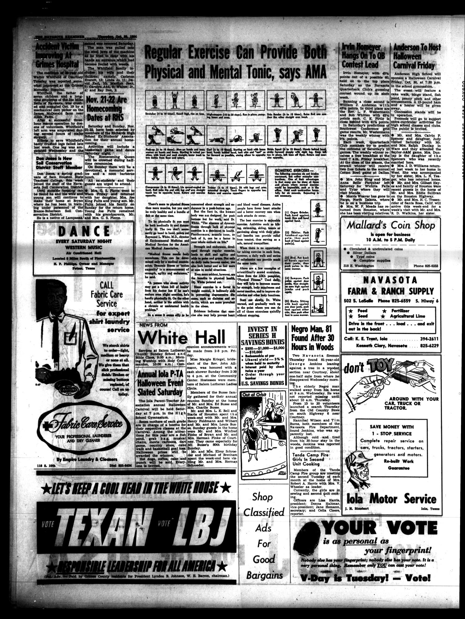 The Navasota Examiner and Grimes County Review (Navasota, Tex.), Vol. 69, No. 8, Ed. 1 Thursday, October 29, 1964
                                                
                                                    [Sequence #]: 4 of 23
                                                