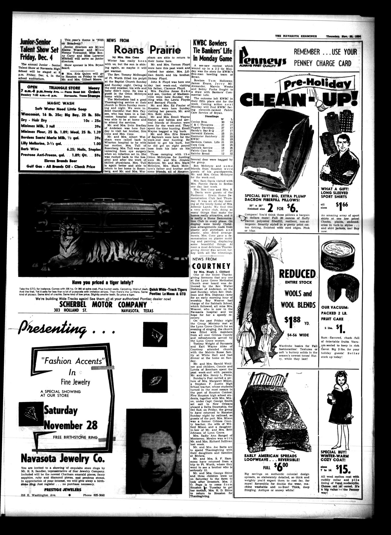 The Navasota Examiner and Grimes County Review (Navasota, Tex.), Vol. 69, No. 12, Ed. 1 Thursday, November 26, 1964
                                                
                                                    [Sequence #]: 3 of 16
                                                