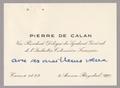 Text: [Annotated Business Card for Pierre De Calan]