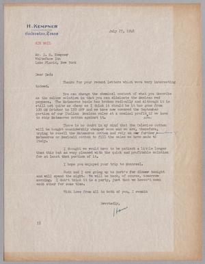 Primary view of object titled '[Letter from Harris Leon Kempner to I. H. Kempner, July 27, 1948]'.
