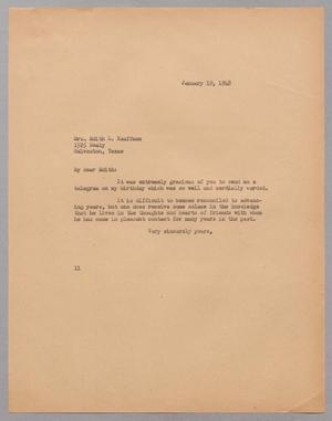 Primary view of object titled '[Letter from I. H. Kempner to Edith L. Kauffman, January 19, 1948]'.