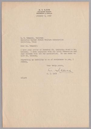 Primary view of object titled '[Letter from A. I. Lack to I. H. Kempner, January 5, 1948]'.