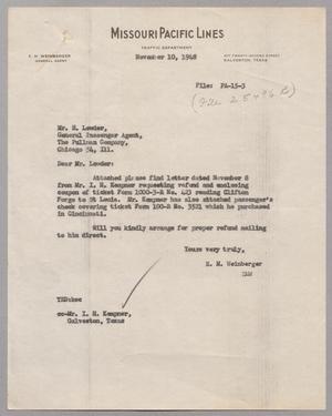 Primary view of object titled '[Letter from E. M. Weinberger to H. Lowder, November 10, 1948]'.