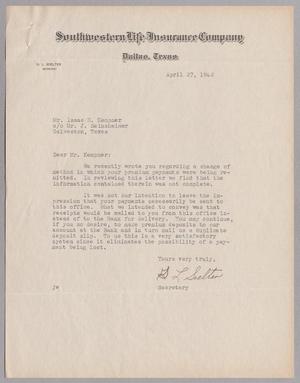 Primary view of object titled '[Letter from G. L. Soelter to I. H. Kempner, April 27, 1948]'.