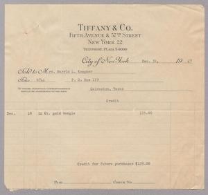 Primary view of object titled '[Invoice for a Tiffany Bracelet]'.
