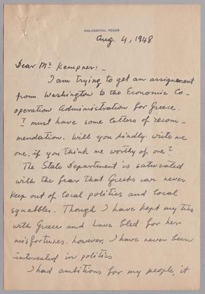 Primary view of object titled '[Letter from Marie Economidy to I. H. Kempner, August 4, 1948]'.