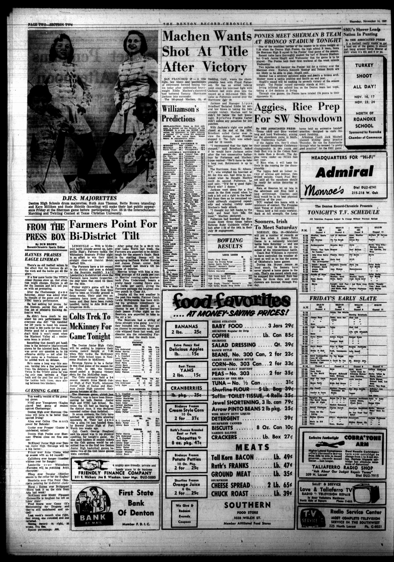 Denton Record-Chronicle (Denton, Tex.), Vol. 55, No. 86, Ed. 1 Thursday, November 14, 1957
                                                
                                                    [Sequence #]: 11 of 19
                                                
