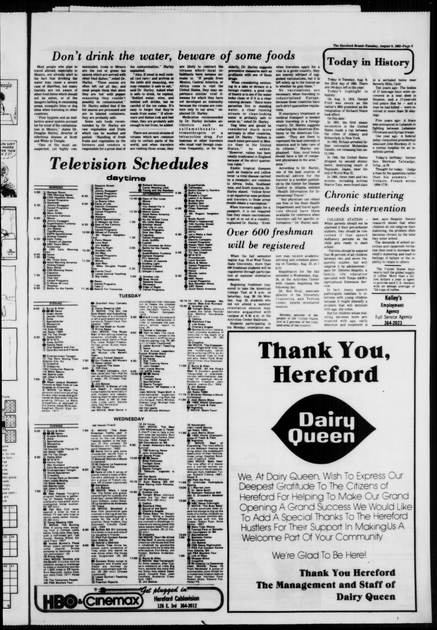 The Hereford Brand (Hereford, Tex.), Vol. 83, No. 26, Ed. 1 Tuesday, August 9, 1983
                                                
                                                    [Sequence #]: 9 of 28
                                                