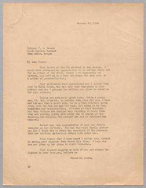 Primary view of object titled '[Letter from I. H. Kempner to Colonel Frank S. Besson, January 27, 1944]'.