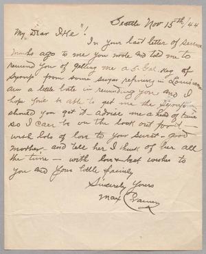 Primary view of object titled '[Letter from Max Cramer to I. H. Kempner, November 15, 1944]'.