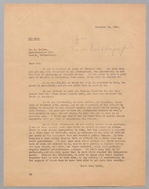 Primary view of object titled '[Letter from Daniel W. Kempner to Mark. F. Heller, November 22, 1941]'.